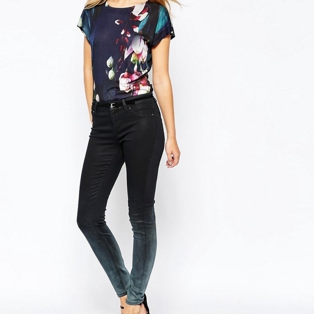 Ted Baker Black Grey Ombre Skinny Denim Jeans